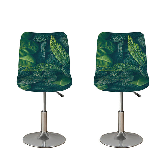 Green Leaves Print Bar Stool Covers