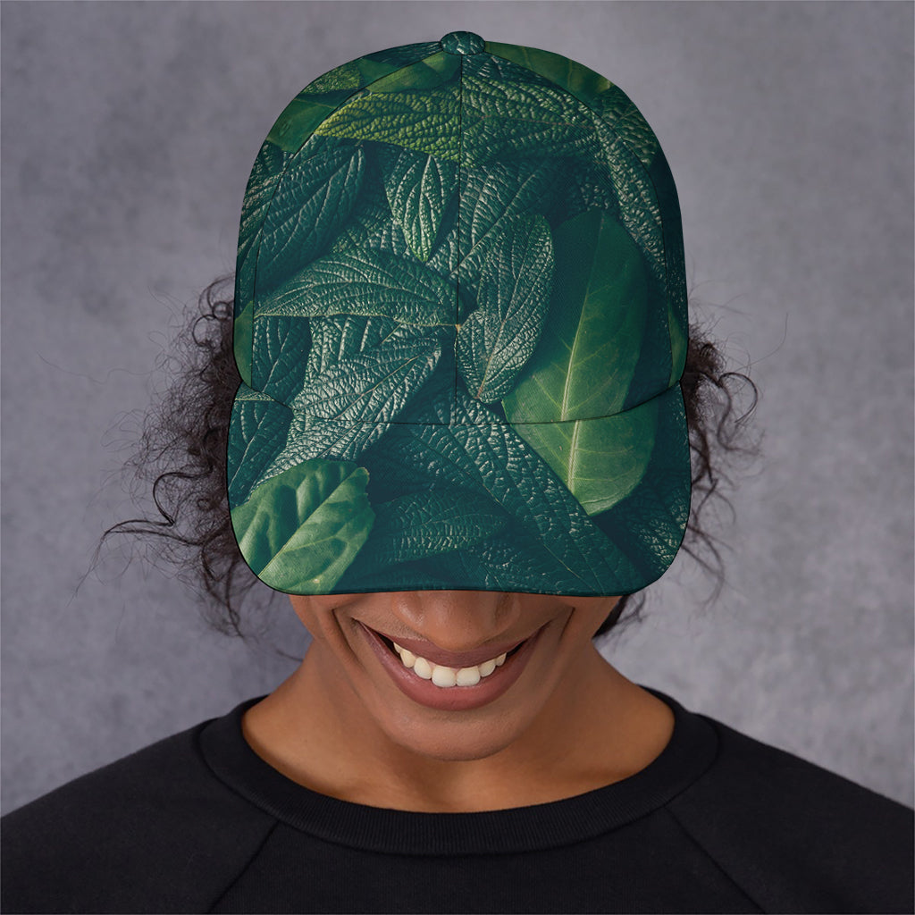 Green Leaves Print Baseball Cap