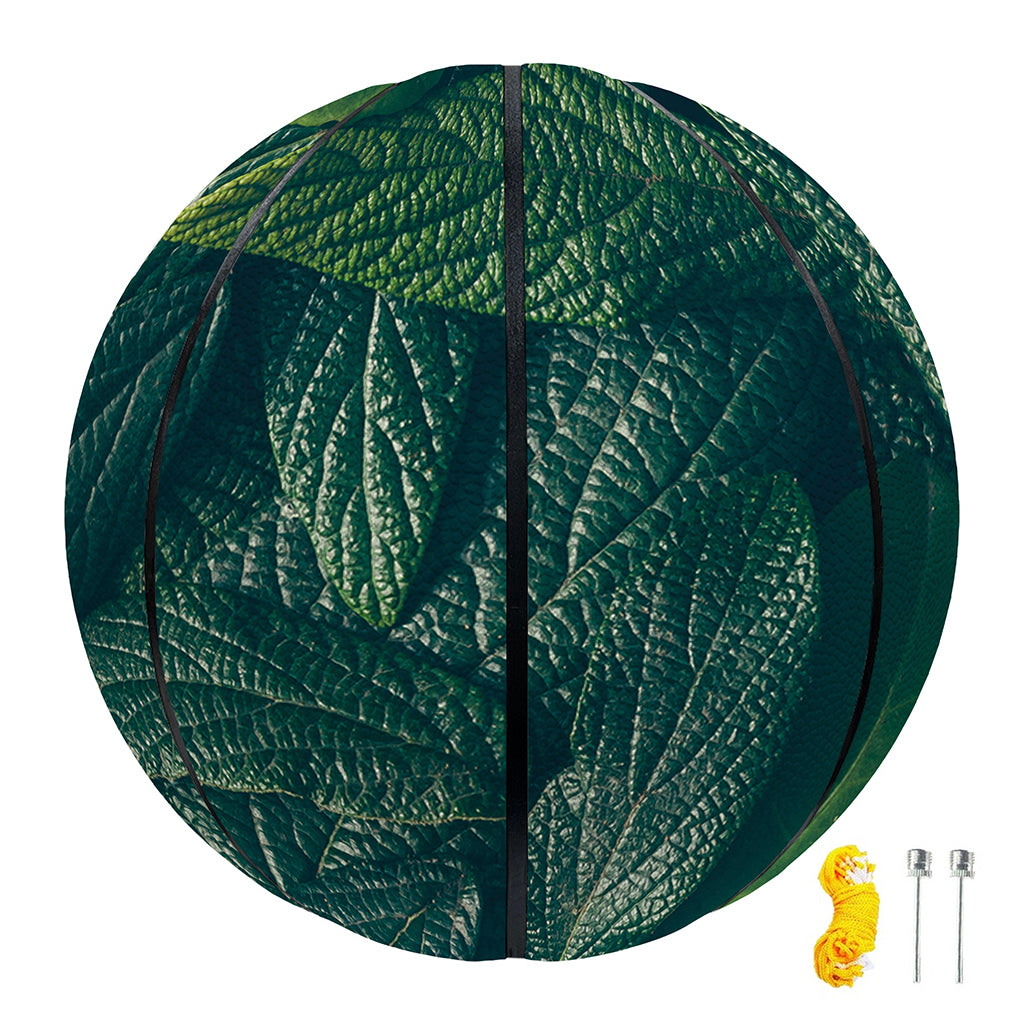 Green Leaves Print Basketball