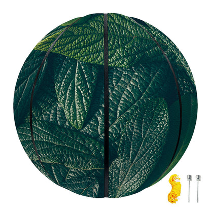 Green Leaves Print Basketball