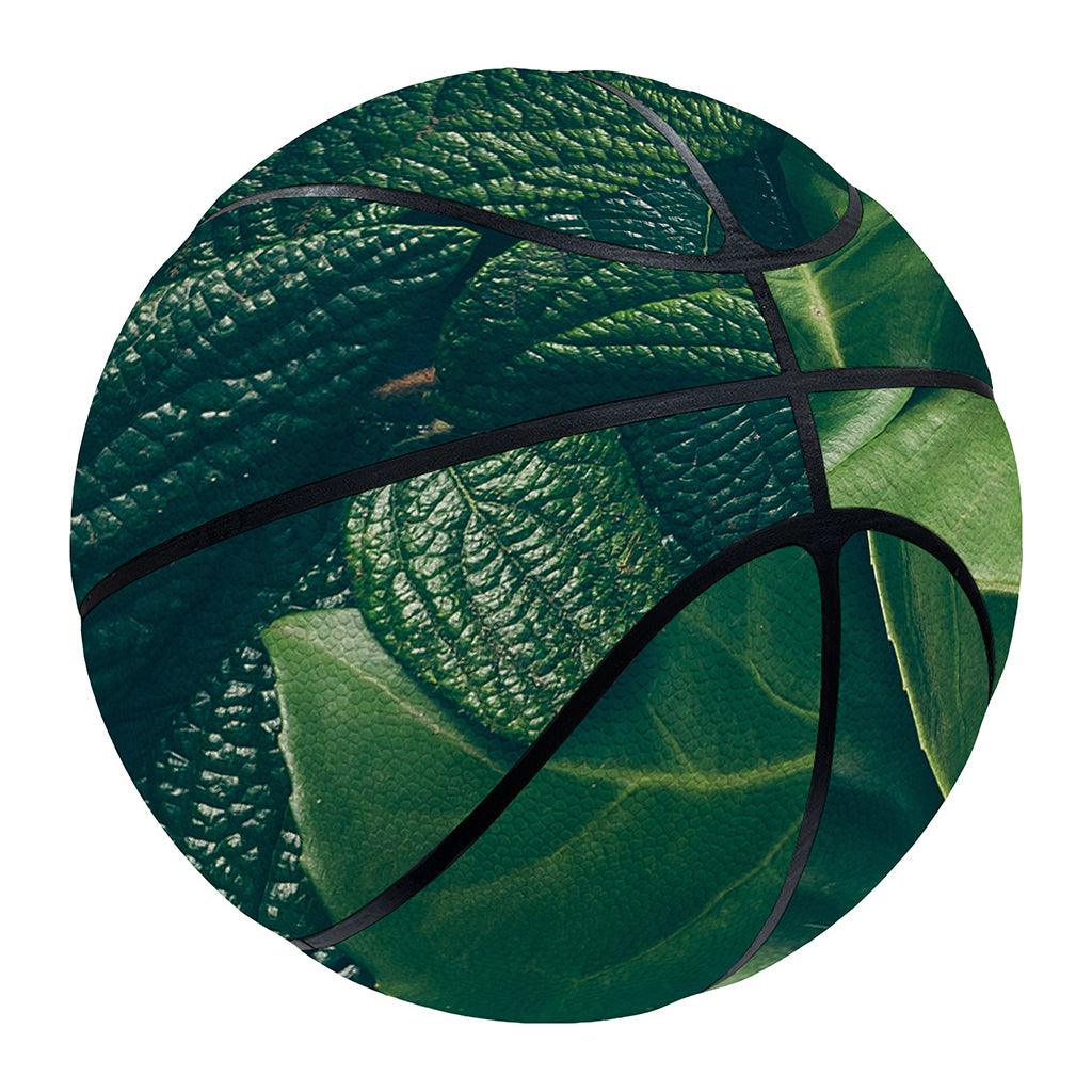 Green Leaves Print Basketball