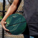 Green Leaves Print Basketball