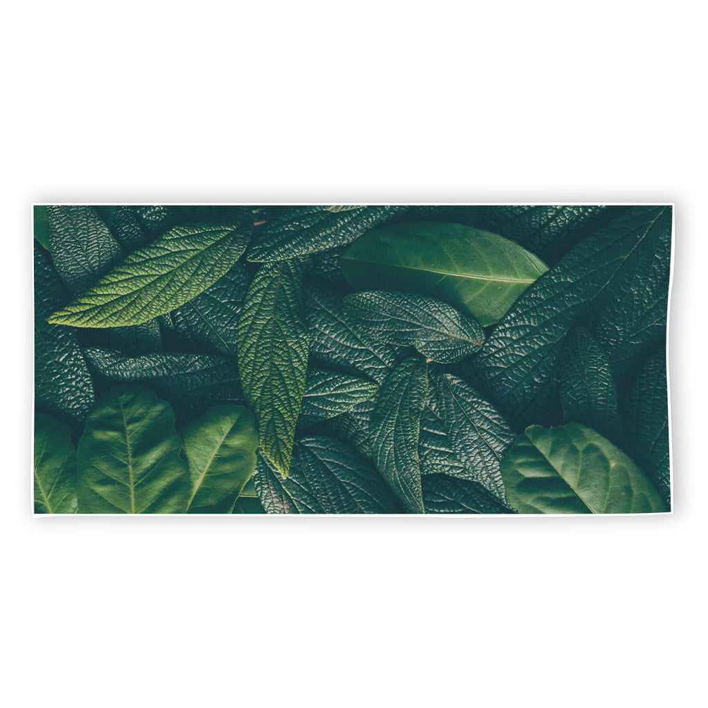 Green Leaves Print Beach Towel