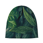 Green Leaves Print Beanie
