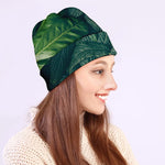 Green Leaves Print Beanie