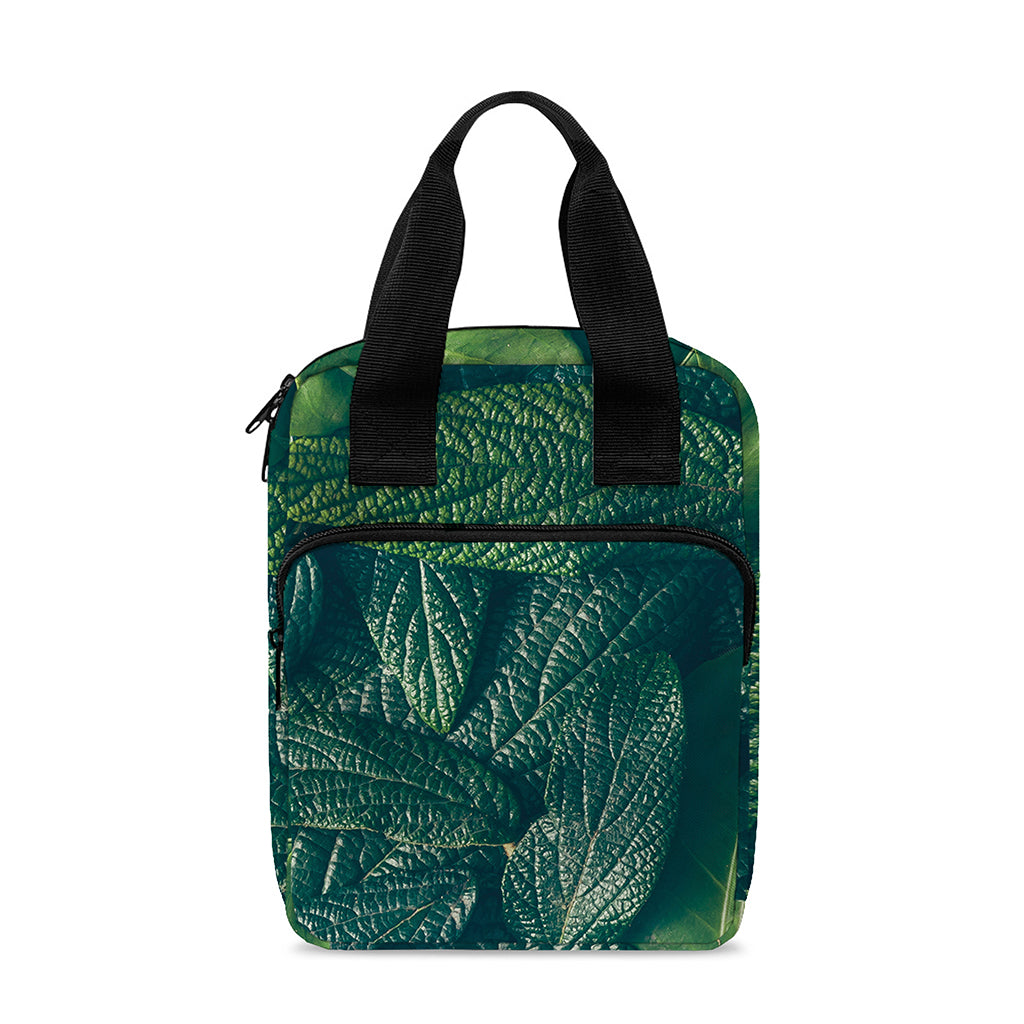 Green Leaves Print Bible Tote Bag
