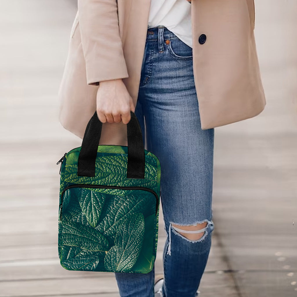 Green Leaves Print Bible Tote Bag
