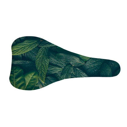 Green Leaves Print Bicycle Seat Cover