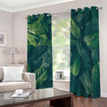 Green Leaves Print Dimout Grommet Curtains