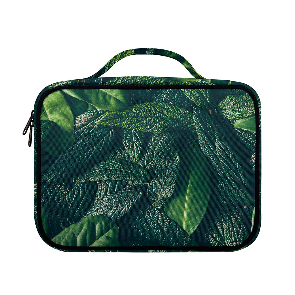 Green Leaves Print Briefcase Bible Bag
