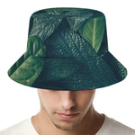 Green Leaves Print Bucket Hat