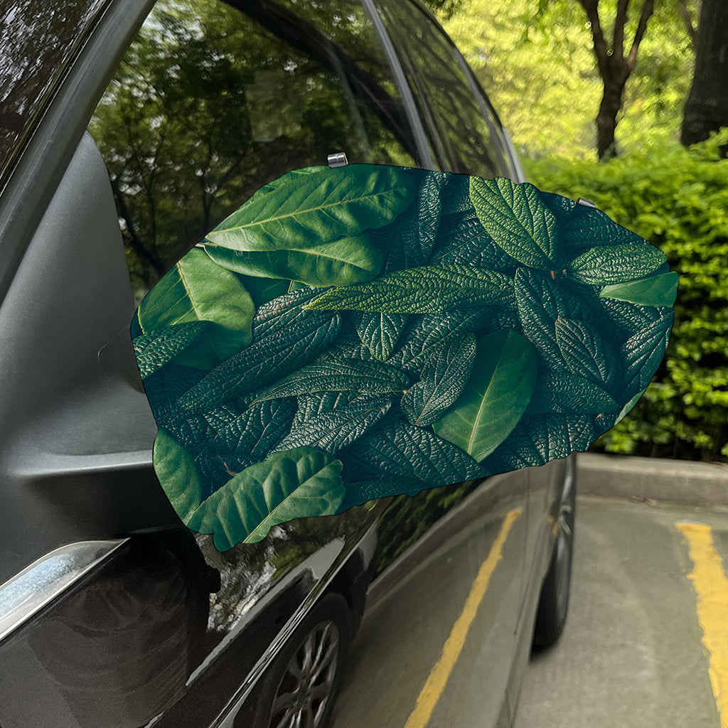 Green Leaves Print Car Side Mirror Covers