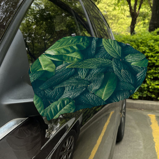 Green Leaves Print Car Side Mirror Covers