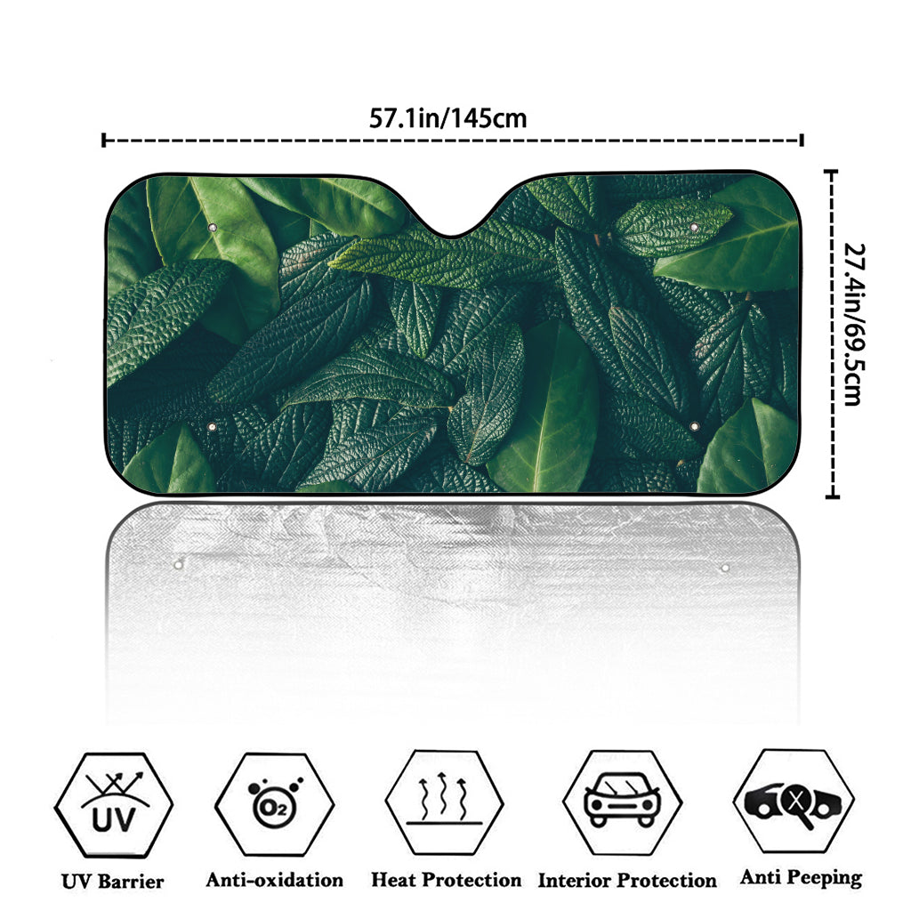 Green Leaves Print Car Windshield Sun Shade
