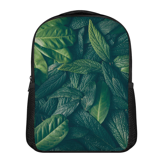 Green Leaves Print Casual Backpack