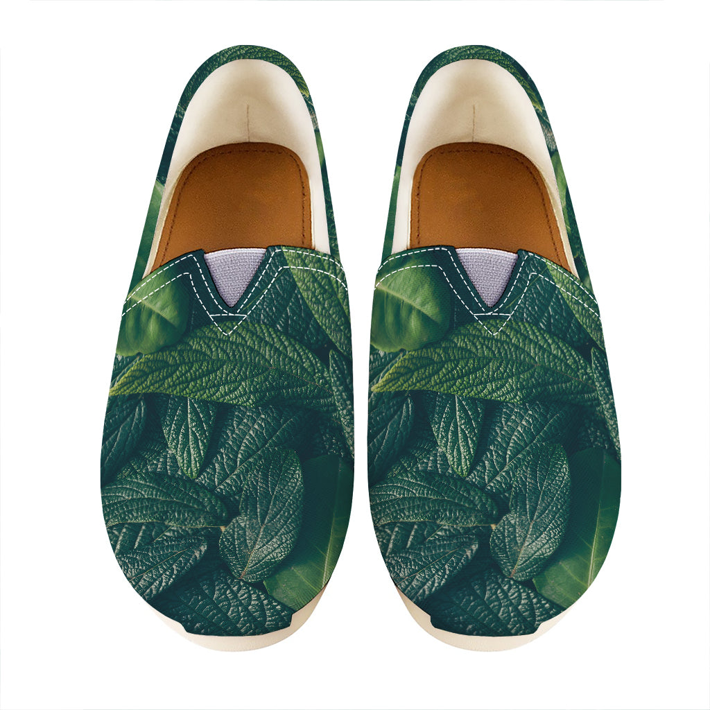 Green Leaves Print Casual Shoes