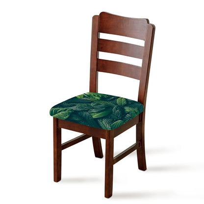 Green Leaves Print Chair Cushion Cover