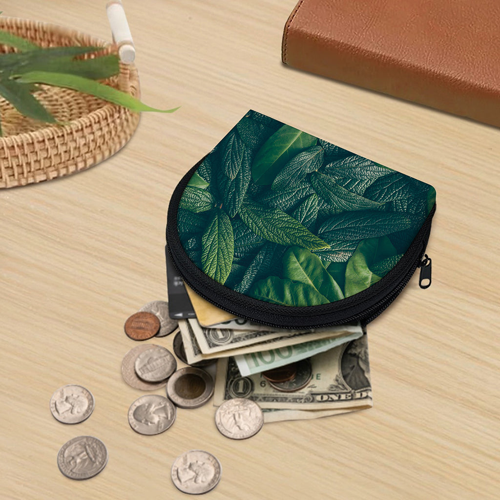 Green Leaves Print Coin Purse