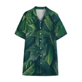 Green Leaves Print Cotton Hawaiian Shirt