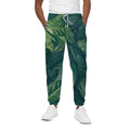 Green Leaves Print Cotton Sweatpants