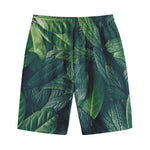 Green Leaves Print Cotton Shorts