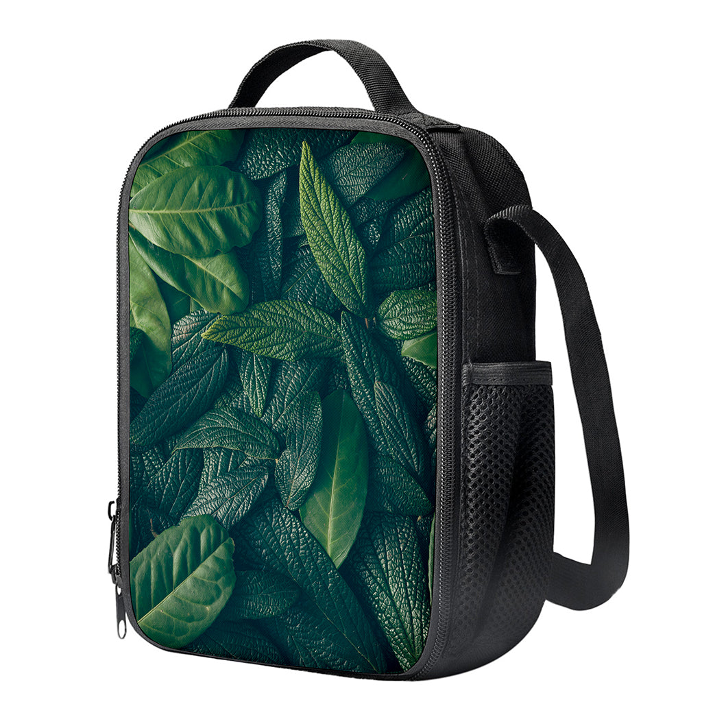 Green Leaves Print Crossbody Lunch Bag
