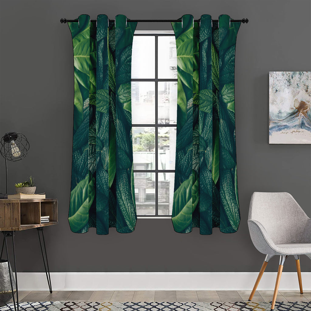 Green Leaves Print Curtain