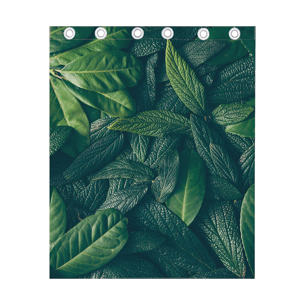 Green Leaves Print Curtain