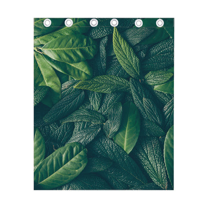 Green Leaves Print Curtain