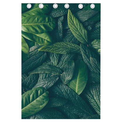 Green Leaves Print Curtain