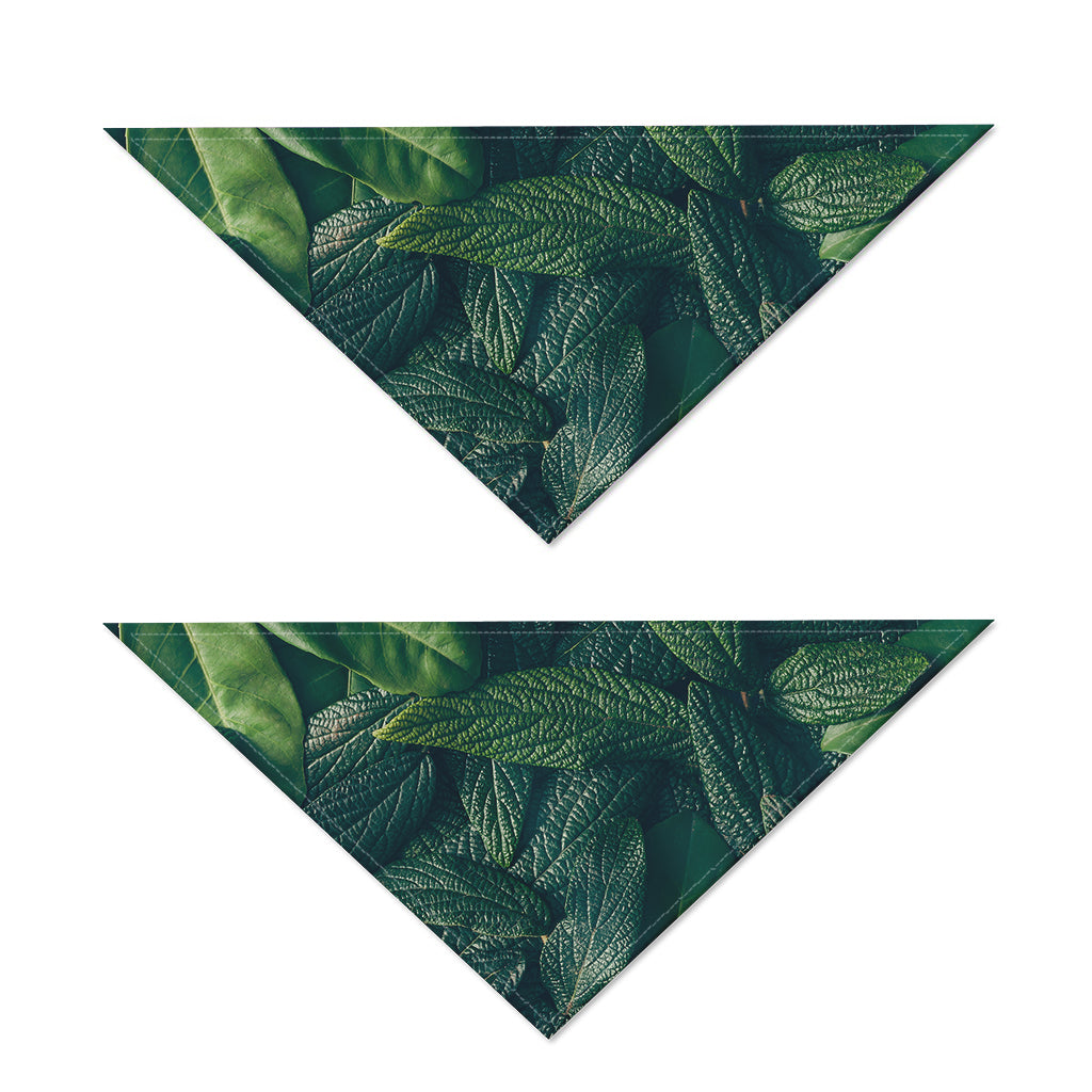 Green Leaves Print Dog Bandana