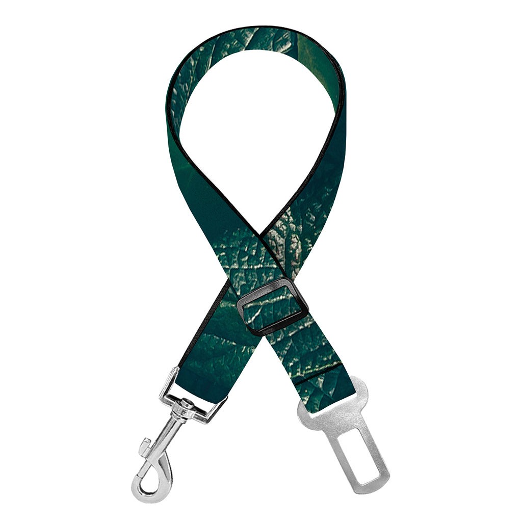 Green Leaves Print Dog Seat Belt