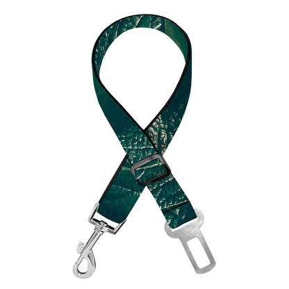 Green Leaves Print Dog Seat Belt
