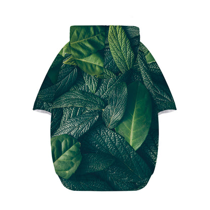Green Leaves Print Dog Zip Up Hoodie