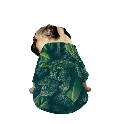 Green Leaves Print Dog Zip Up Jacket