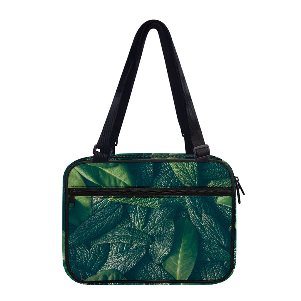 Green Leaves Print Double Strap Bible Bag