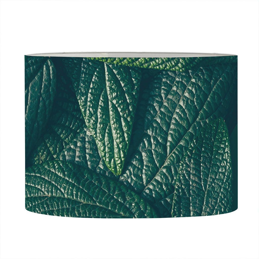Green Leaves Print Drum Lamp Shade