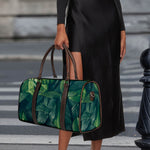 Green Leaves Print Duffle Bag
