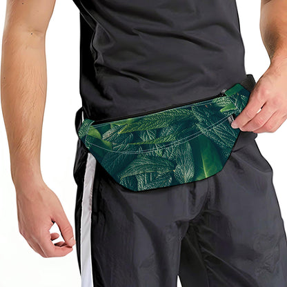 Green Leaves Print Fanny Pack