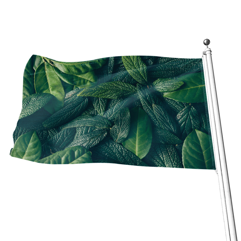 Green Leaves Print Flag