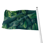 Green Leaves Print Flag