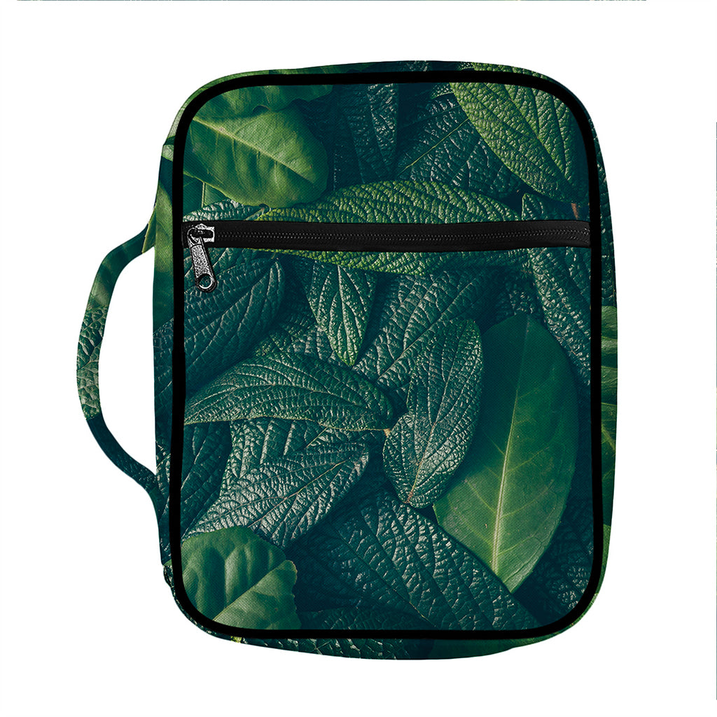 Green Leaves Print Front Pocket Bible Bag