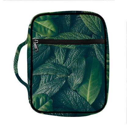 Green Leaves Print Front Pocket Bible Bag