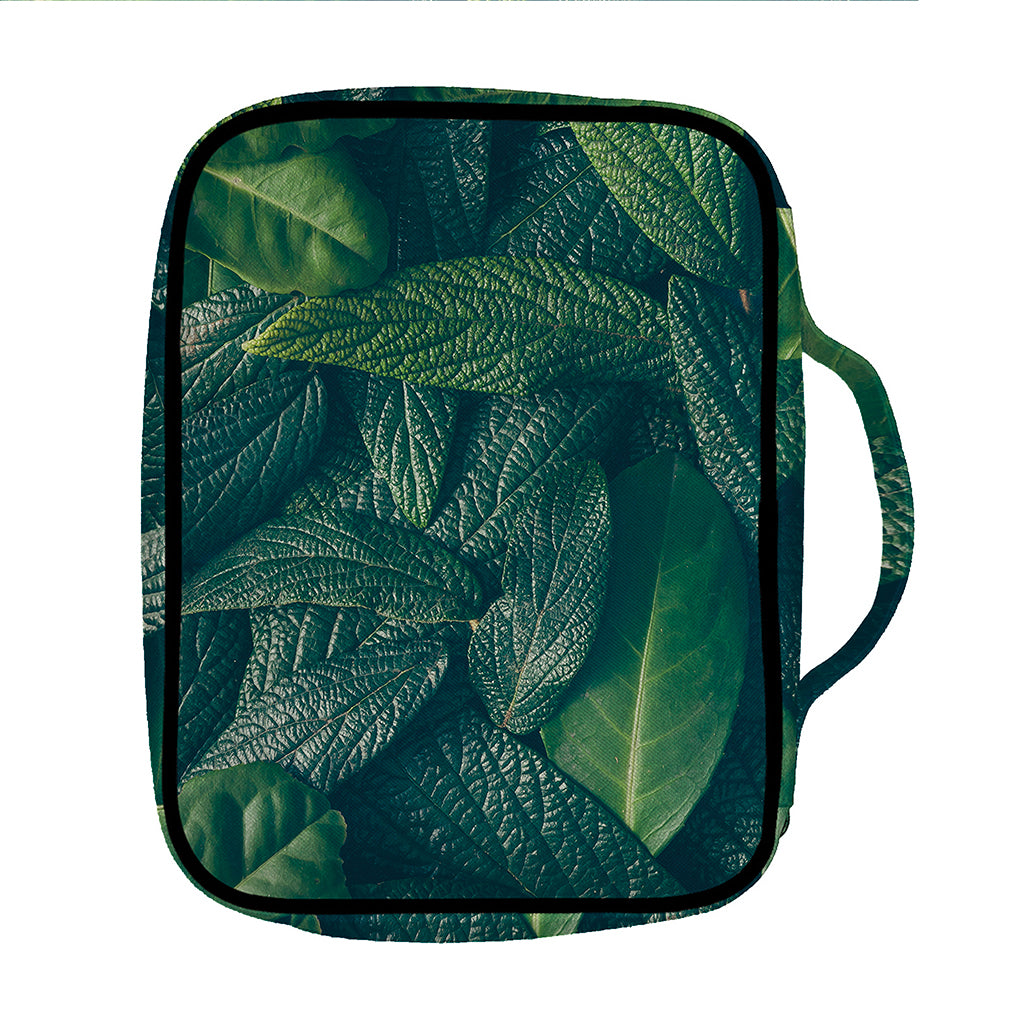 Green Leaves Print Front Pocket Bible Bag