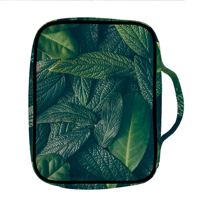 Green Leaves Print Front Pocket Bible Bag