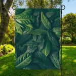 Green Leaves Print Garden Flag