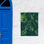 Green Leaves Print Garden Flag