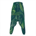 Green Leaves Print Hammer Pants