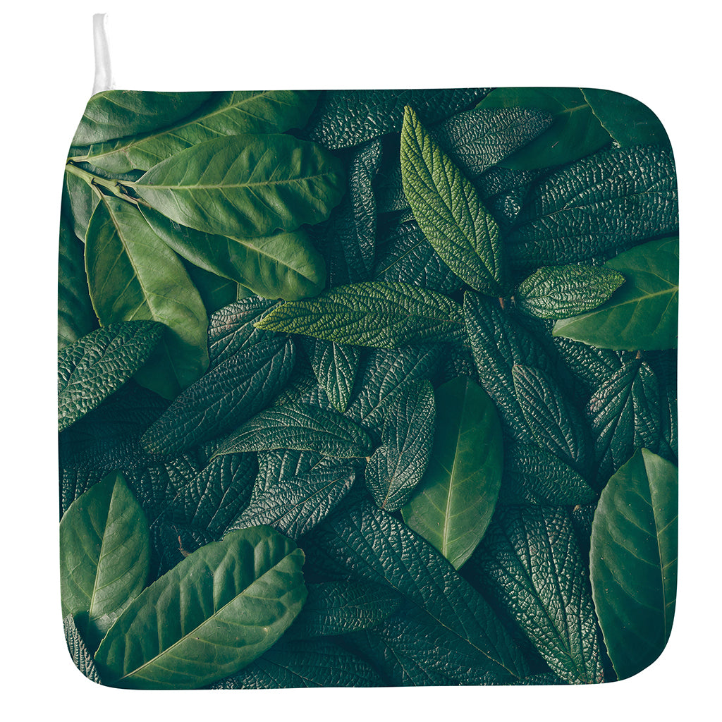 Green Leaves Print Hand Towel