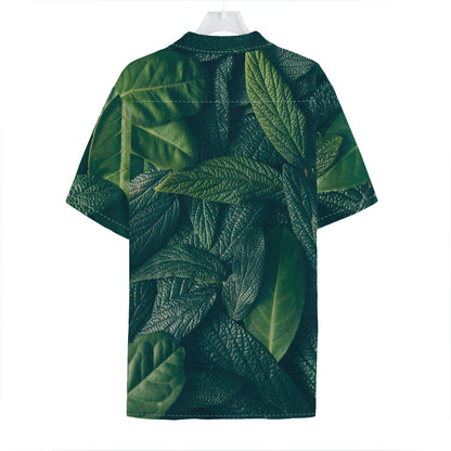 Green Leaves Print Hawaiian Shirt